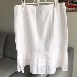 ALEXANDRA BARTLETT White Ruffle Skirt Probably Linen Fully Lined Zip Women’s L